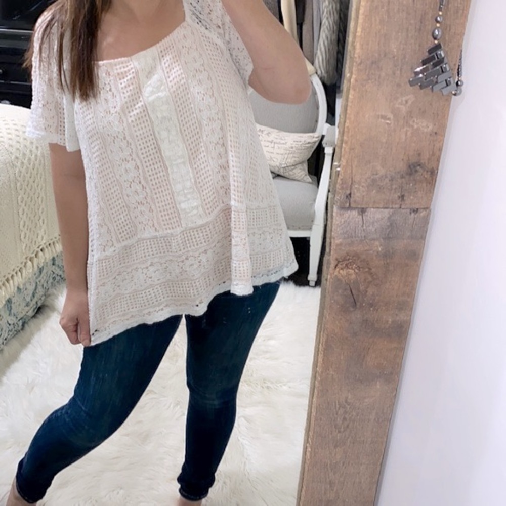 Suzanne Betro white lace top size 2X